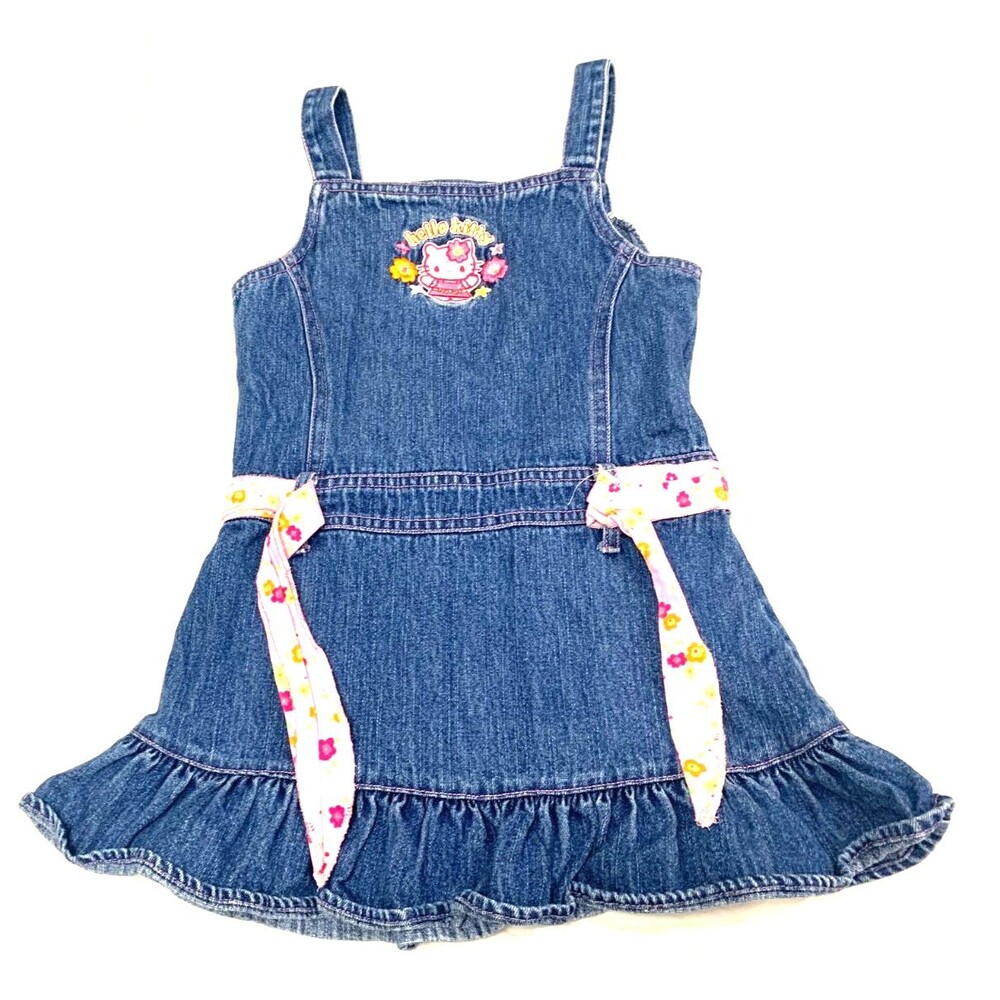 HELLO KITTY GIRLS JEANS SLEEVELESS DRESS SIZE 4T